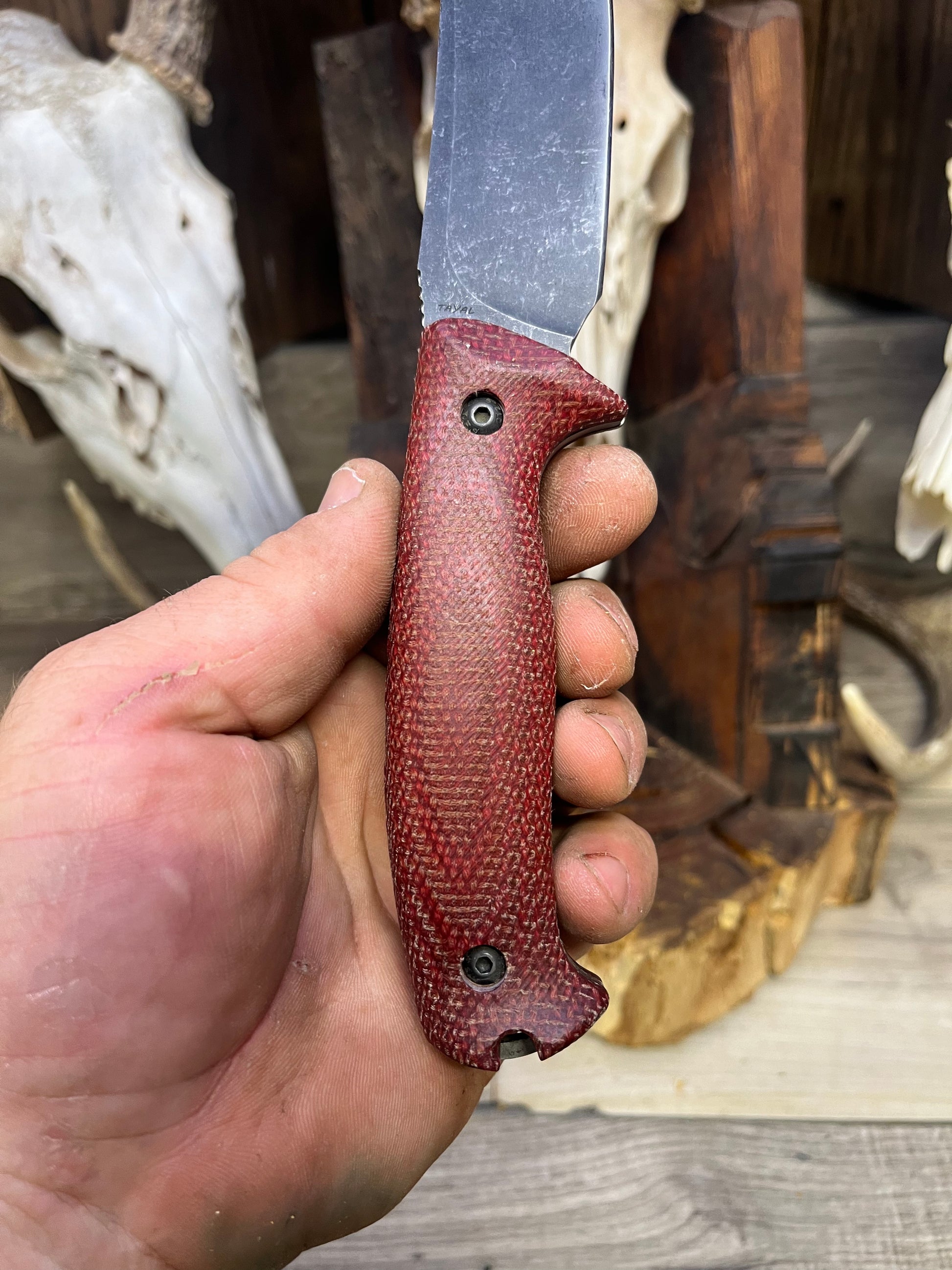 Work Tuff Gear: Red Wolf / TimberWolf - Heavy Canvas Micarta Handles (Knife NOT Included) - Carroll's Custom Scales